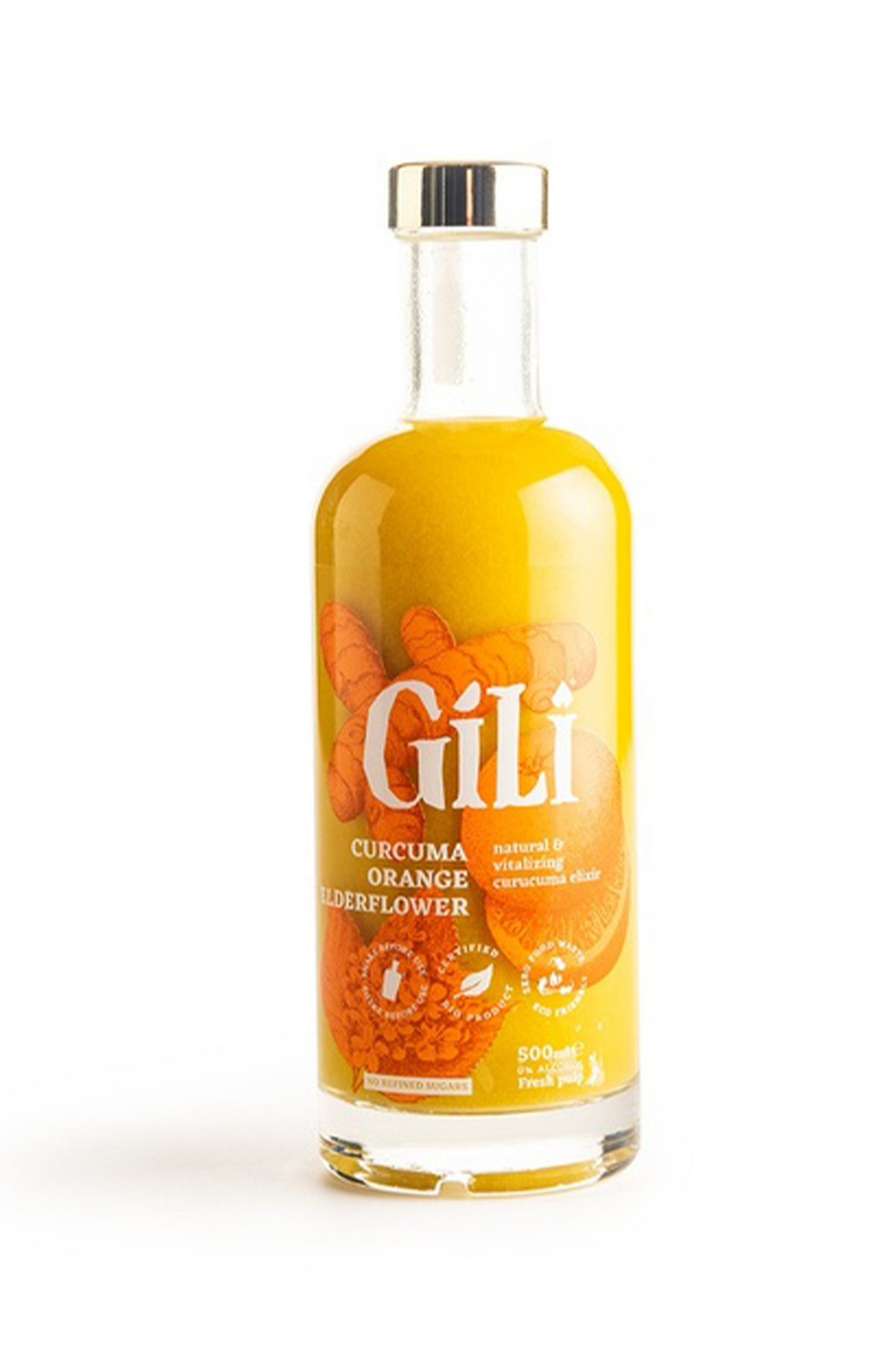 GILI élixir Gingembre Bio Curcuma, Orange et fleurs de sureau - 50CL