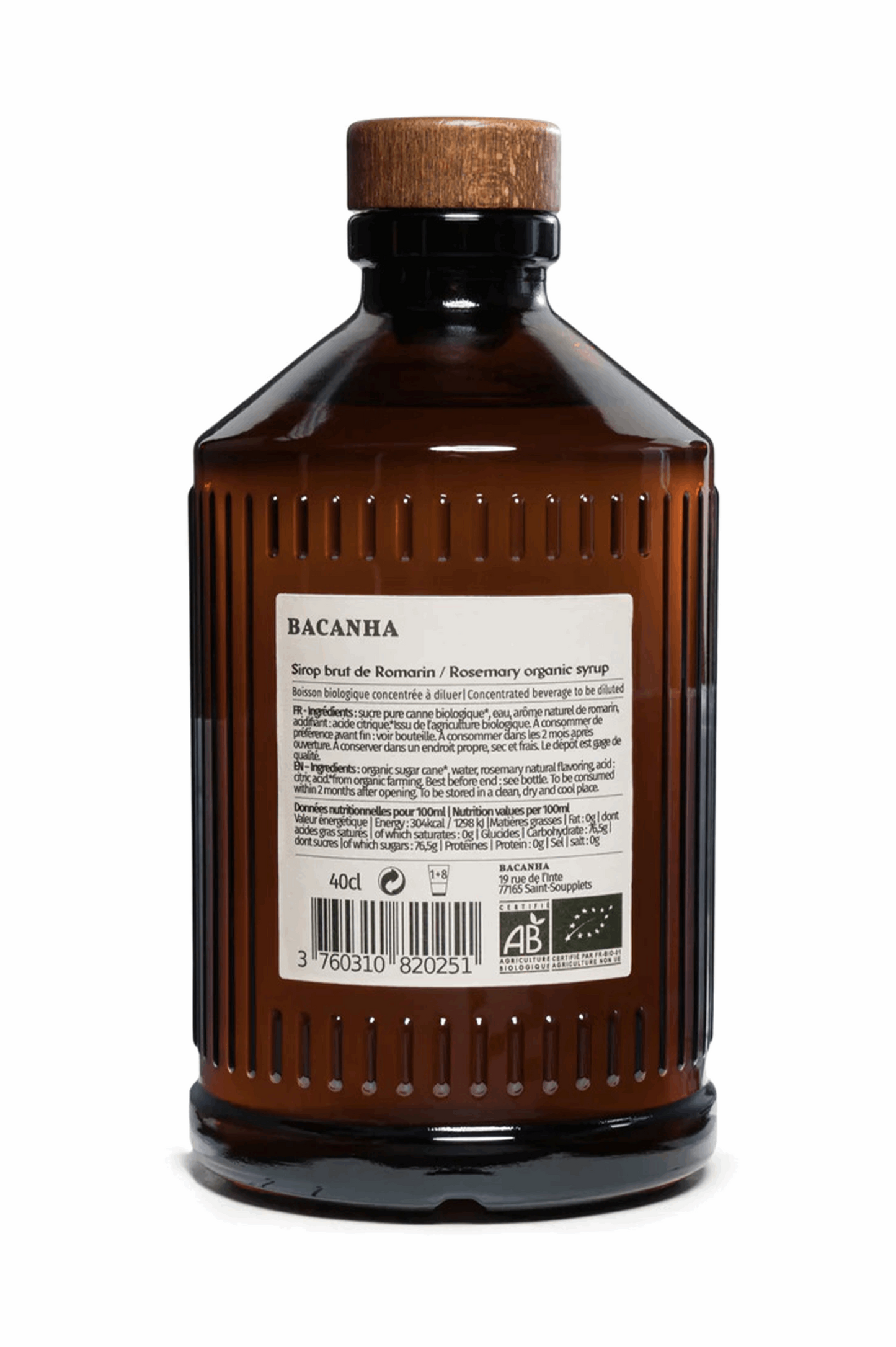 Bacanha SIROP DE ROMARIN BRUT - BIOLOGIQUE - 400ML
