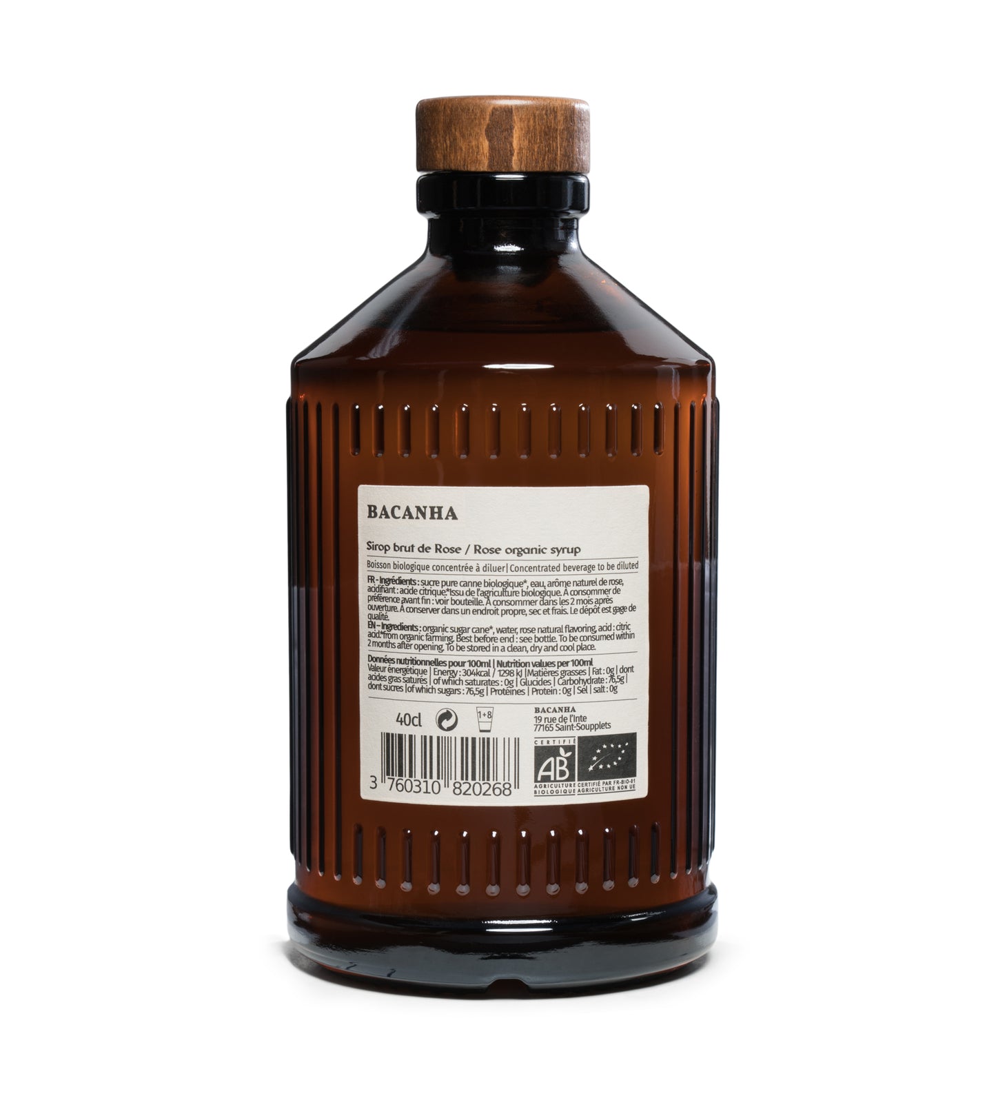 BACANHA - SIROP DE ROSE BRUT - BIOLOGIQUE - 400ML - xavieralcoolsansalcool