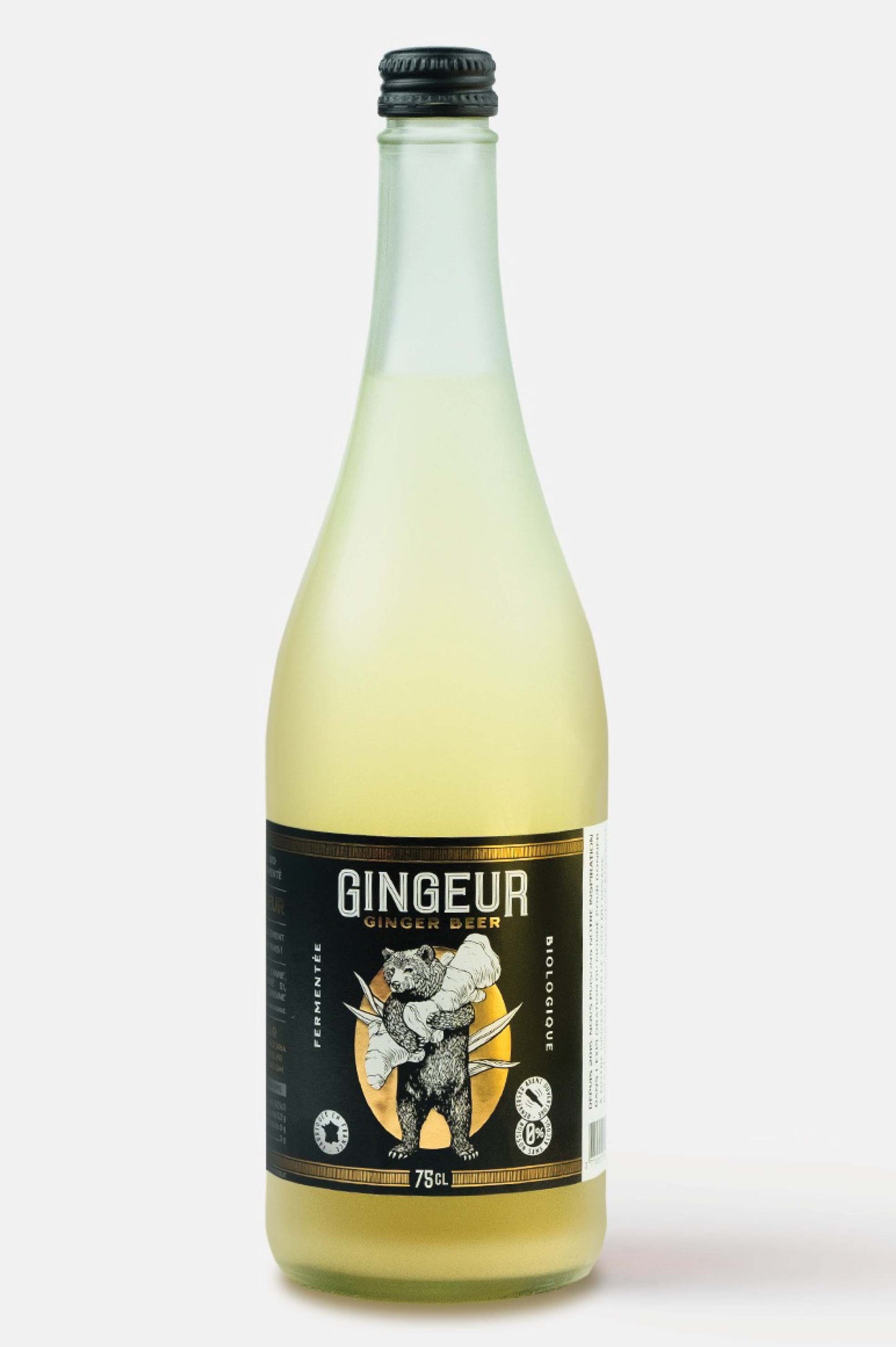GINGEUR - GINGER BEER BIO - GINGEMBRE PRESSÉ & NATURELLEMENT FERMENTÉ - BOUTEILLE 75CL