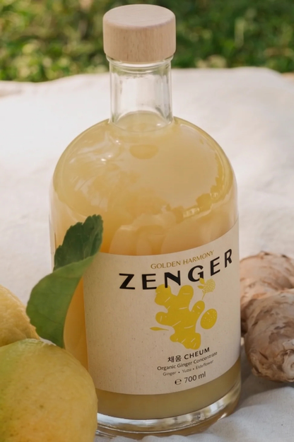 ZENGER CHEUM Golden Harmony – Concentré BIO de gingembre, yuzu fleur de sureau 700 ml